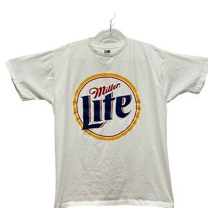 Beer Miller Lite White Graphic T Shirt Vintage 90s Fruit Of The Loom Mens XL